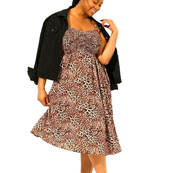 ❤NWT VINTAGE TORRID LEOPARD PRINT MIDI WASHABLE CHALLIS DRESS POCKETS PLUS SIZE - Picture 11 of 14
